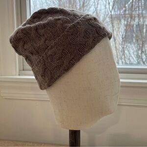 Portolano Cable Knit Beanie in Taupe Cap Hat Natural Fibers Scandi Girl